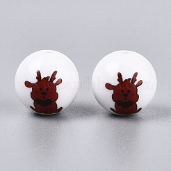 Christmas Printed Opaque Acrylic Round Beads&nbsp;OACR-T029-08B
