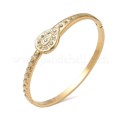 304 Stainless Steel Crystal Rhinestone Hinged Cuff Bangles&nbsp;SA-CBAB92B-20G