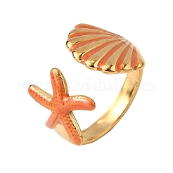 304 Stainless Steel Enamel Cuff Rings&nbsp;RJEW-S650-06G-02A