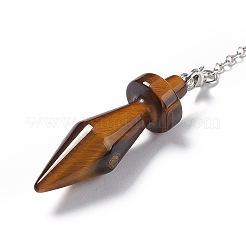 Natural Tiger Eye Pointed Dowsing Pendulums&nbsp;AJEW-B020-05P-02