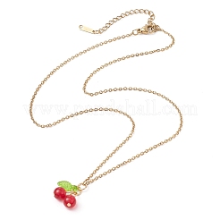 Natural Dyed Malaysia Jade Cherry Pendant Necklaces&nbsp;NJEW-JN04505