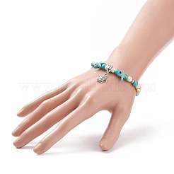 Alloy Tortoise Charm Bracelet with Synthetic Turquoise(Dyed) Starfish Beaded Bracelet for Women&nbsp;BJEW-TA00197