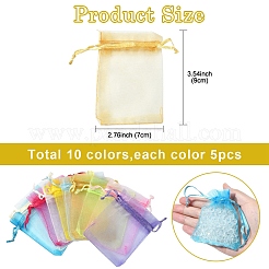 50Pcs 10 Colors Organza Gift Bags with Drawstring&nbsp;OP-YW0002-02