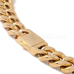 Ion Plating(IP) 304 Stainless Steel Curb Chains Necklace for Women&nbsp;NJEW-E155-08G-01