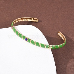 304 Stainless Steel Enamel Cuff Bangles for Women&nbsp;BJEW-H637-02A-G