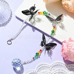 Faceted Round Glass Pendant Decorations&nbsp;HJEW-TA00144