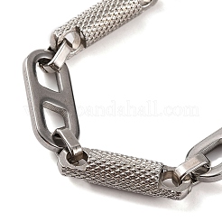 Tarnish Resistant 201 Stainless Steel Column & Oval Link Chain Bracelets&nbsp;BJEW-B078-85P