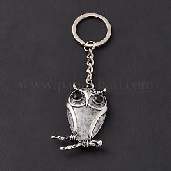 Owl Natural Quartz Crystal Pendant Keychain&nbsp;KEYC-G056-01AS-07