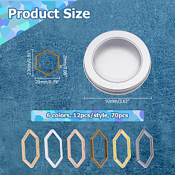 72Pcs 6 Styles Brass Open Back Bezel Linking Rings&nbsp;FIND-HS0001-49