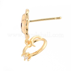 Brass Pave Colorful Cubic Zirconia Stud Earring Findings&nbsp;KK-N216-545