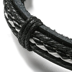 6Pcs 6 Style Adjustable Braided Imitation Leather Cord Bracelet Set with Waxed Cord for Men&nbsp;BJEW-F458-06
