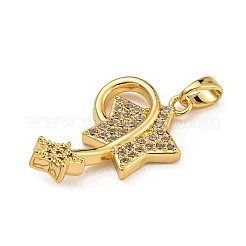Rack Plating Brass Micro Pave Cubic Zirconia Pendants&nbsp;KK-U035-06G