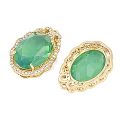 Brass Micro Pave Clear Cubic Zirconia Pendants&nbsp;KK-H257-07G-01