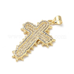 Brass Micro Pave Clear Cubic Zirconia Pendants&nbsp;KK-P350-19G