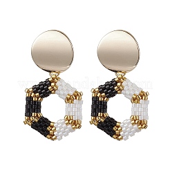 Glass Hexagon Stud Earrings&nbsp;EJEW-MZ00306