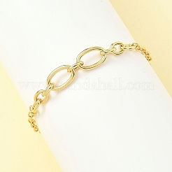Brass Cable & Figaro Chain Bracelets for Women&nbsp;BJEW-JB12847