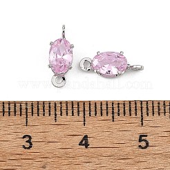 SHEGRACE Brass Pave Cubic Zirconia Oval Connector Charms&nbsp;XGRQ2O046-437B-P