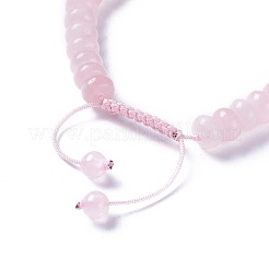 Adjustable Natural Rose Quartz Braided Bead Bracelets&nbsp;BJEW-F369-A13