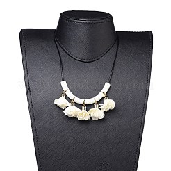 Cowhide Leather Cord Bib Necklaces&nbsp;NJEW-JN02590-01