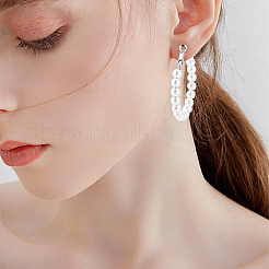 6 Pairs 3 Styles Plastic Imitation Pearl Beaded Hoop Earrings&nbsp;EJEW-SP0001-20P