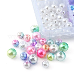420Pcs 12 Style Rainbow ABS Plastic Imitation Pearl Beads&nbsp;OACR-FS0001-27