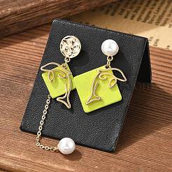 Brass Imitation Pearl Stud Earrings&nbsp;EJEW-D301-04G