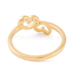 304 Stainless Steel with Rhinestone Heart Finger Ring for Women&nbsp;RJEW-C086-11-G