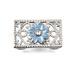 Brass Crystal Rhinestone Rectangle with Flower Multi-Strands Links&nbsp;KK-P306-21P