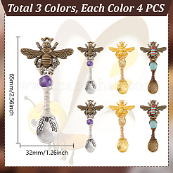12Pcs 3 Colors Alloy Coffee Tea Spoon & Bee Pendants&nbsp;PALLOY-GA00013