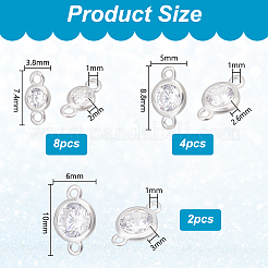 14Pcs 3 Styles 925 Sterling Silver Micro Pave Clear Cubic Zirconia Links Connectors&nbsp;STER-PH0003-02