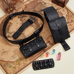 PU Leather Medieval Double-bottle Belt Bag&nbsp;AJEW-WH0816-501B