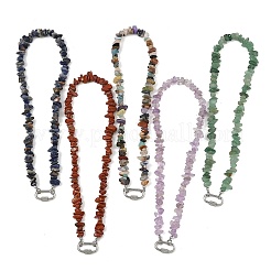 Natural Gemstone Chip Beaded Necklaces&nbsp;NJEW-JN06393