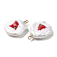 Baroque Style Natural Keshi Pearl Pendants with Enamel&nbsp;PEAR-G013-02C