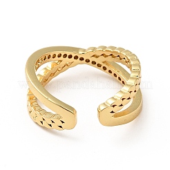 Clear Cubic Zirconia Criss Cross Open Cuff Ring&nbsp;RJEW-I087-06