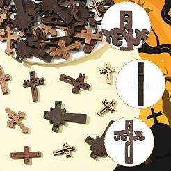 60Pcs 6 Styles Religion Wood Pendants&nbsp;WOOD-FS0002-51