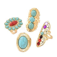 4Pcs Adjustable Alloy Finger Rings Sets&nbsp;RJEW-L131-02G