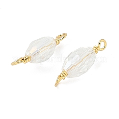 Faceted Clear Glass Oval Connector Charms&nbsp;KK-C097-02G