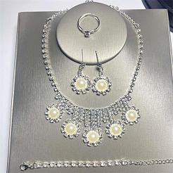 Alloy Rhinestone & Imitation Pearl Bracelets & Earrings & Necklaces & Rings Sets for Women&nbsp;FS-WG00956-01