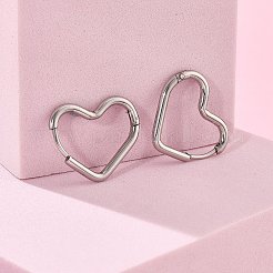 201 Stainless Steel Heart Hoop Earrings&nbsp;EJEW-V001-01P