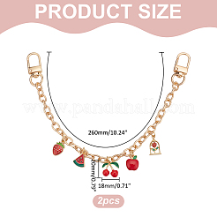 2Pcs Alloy FireBrick Enamel Fruit Charm Cable Chain Purse Decorative Chains&nbsp;HJEW-ME00012