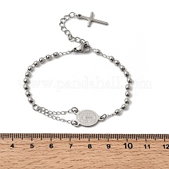 304 Stainless Steel Saint Benedict Cross Link Bracelets for Women&nbsp;BJEW-K295-02P