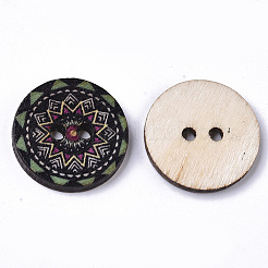 2-Hole Printed Wooden Buttons&nbsp;BUTT-ZX004-01A-04