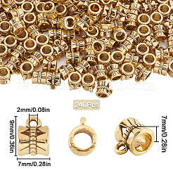 240Pcs Tibetan Style Alloy Tube Bails&nbsp;TIBE-SP0001-09AG