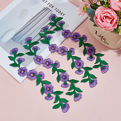 12Pcs Peony & Leaf Cloth Embroidery Sew on Appliques&nbsp;PATC-ME0001-33A