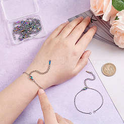 10Pcs Rainbow Color Ion Plating(IP) Half Finished 201 Stainless Steel Cable Chain Connector Bracelet Making&nbsp;STAS-UN0038-85