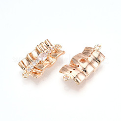 Brass Pave Clear Cubic Zirconia Connector Charms&nbsp;KK-T074-50G
