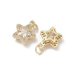Brass Micro Pave Clear Cubic Zirconia Pendants&nbsp;KK-D228-11G
