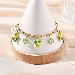 Glass & Synthetic Turquoise Charms Bracelets&nbsp;BJEW-JB13894