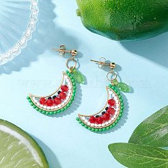 304 Stainless Steel Glass Fruit Dangle Stud Earrings&nbsp;EJEW-MZ00524