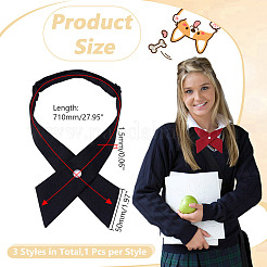 3Pcs 3 Colors Polyester Adjustable Women's Tie&nbsp;AJEW-HY0002-57